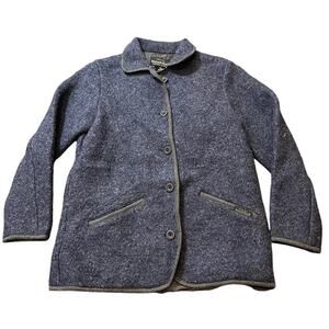 Vintage Montbell Womens Jacket Coat Wool Japan‎ Size Medium Button Front Blue